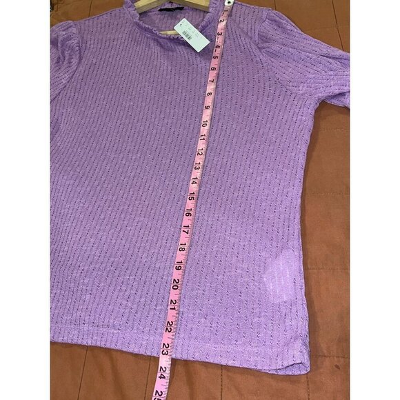 NWT J.Crew Lavender Ruffle Trim Knit Short Sleeve Top Women's Size Large - Picture 10 of 12